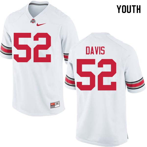 Ohio State Buckeyes Wyatt Davis Youth #52 White Authentic Stitched College Football Jersey
